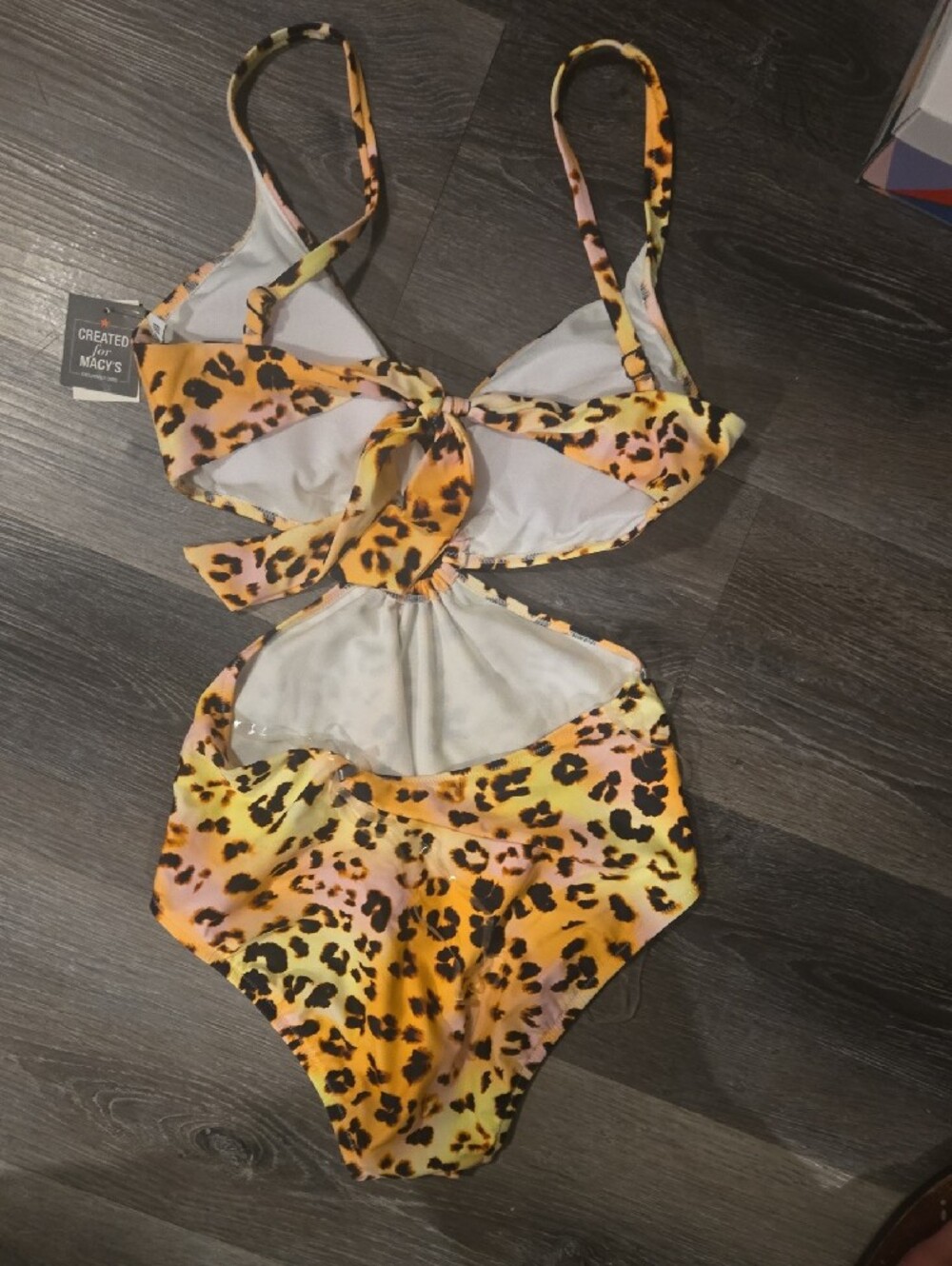 Bar III NWT Yellow Pink Orange Leopard-Print One-Piece Size SMALL - Picture 4 of 4